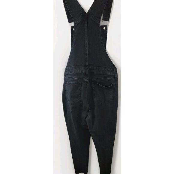 Hot Topic Bib Overalls Womens Small Black Denim 4 Moon Embroidery - Emo Goth - Picture 5 of 7